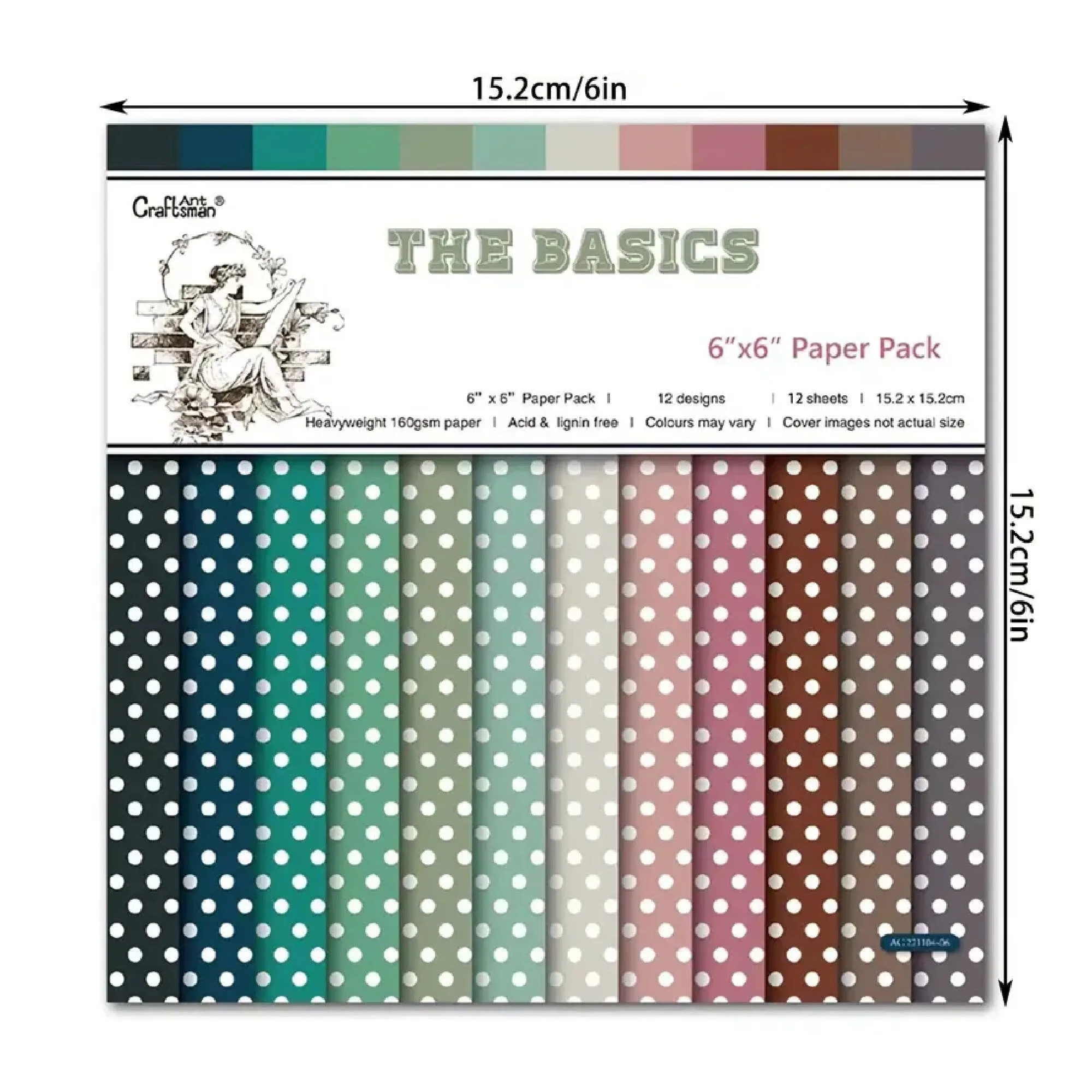 12pcs 6*6in Retro Polka Dot Circus Pattern DIY Material Scrapbooking