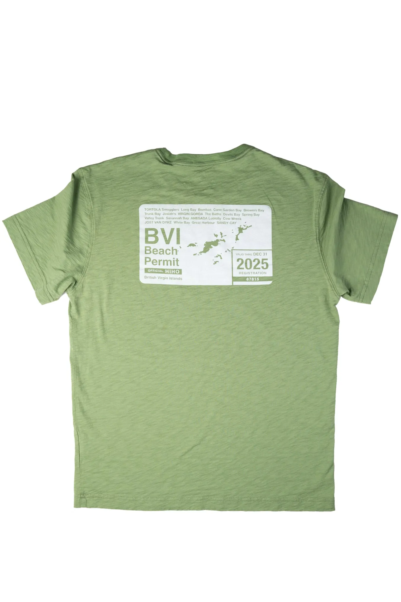 2025 BVI Beach Permit T-shirt - Piquant Green