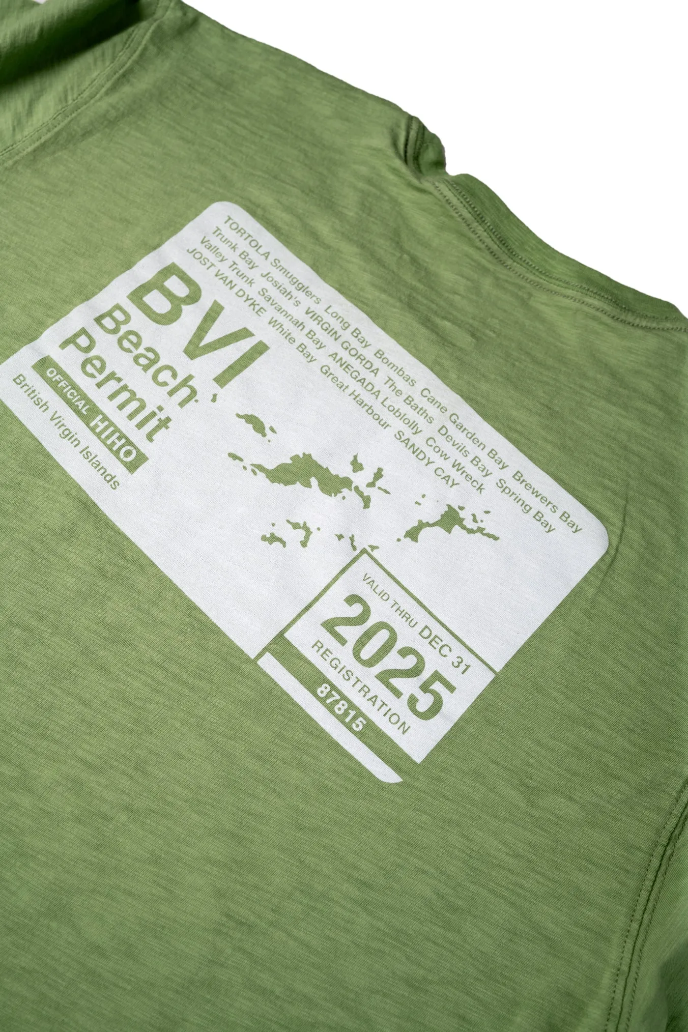 2025 BVI Beach Permit T-shirt - Piquant Green