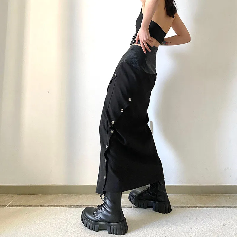 【24s Feb.】Unique Design PU Patchwork Skirt