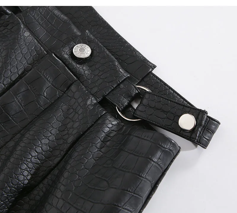 【24s Feb.】Unique Design PU Patchwork Skirt