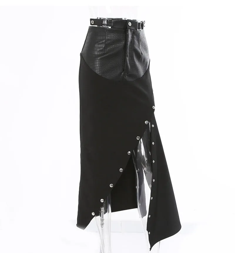 【24s Feb.】Unique Design PU Patchwork Skirt