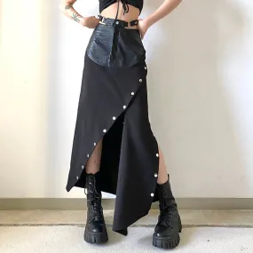 【24s Feb.】Unique Design PU Patchwork Skirt