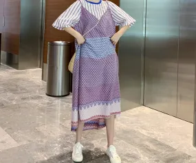 8GIRLS DESIGN MIDI T SHIRT DRESS IN RETRO PATCHWORK