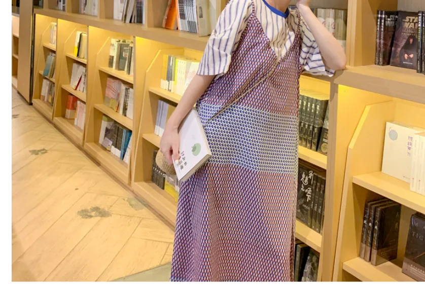 8GIRLS DESIGN MIDI T SHIRT DRESS IN RETRO PATCHWORK