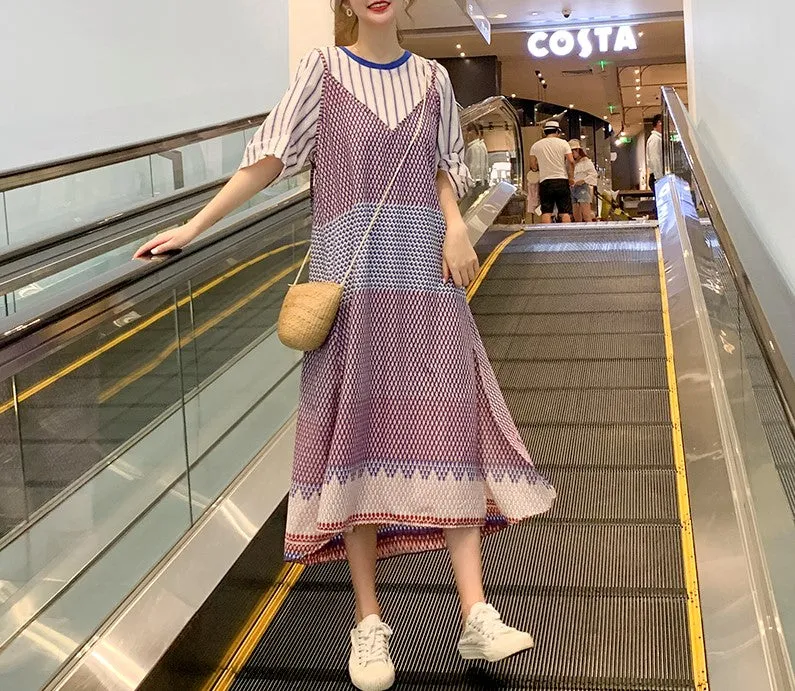 8GIRLS DESIGN MIDI T SHIRT DRESS IN RETRO PATCHWORK