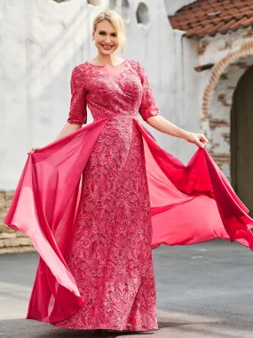 A-line Lace Dress with Trailing Lavender