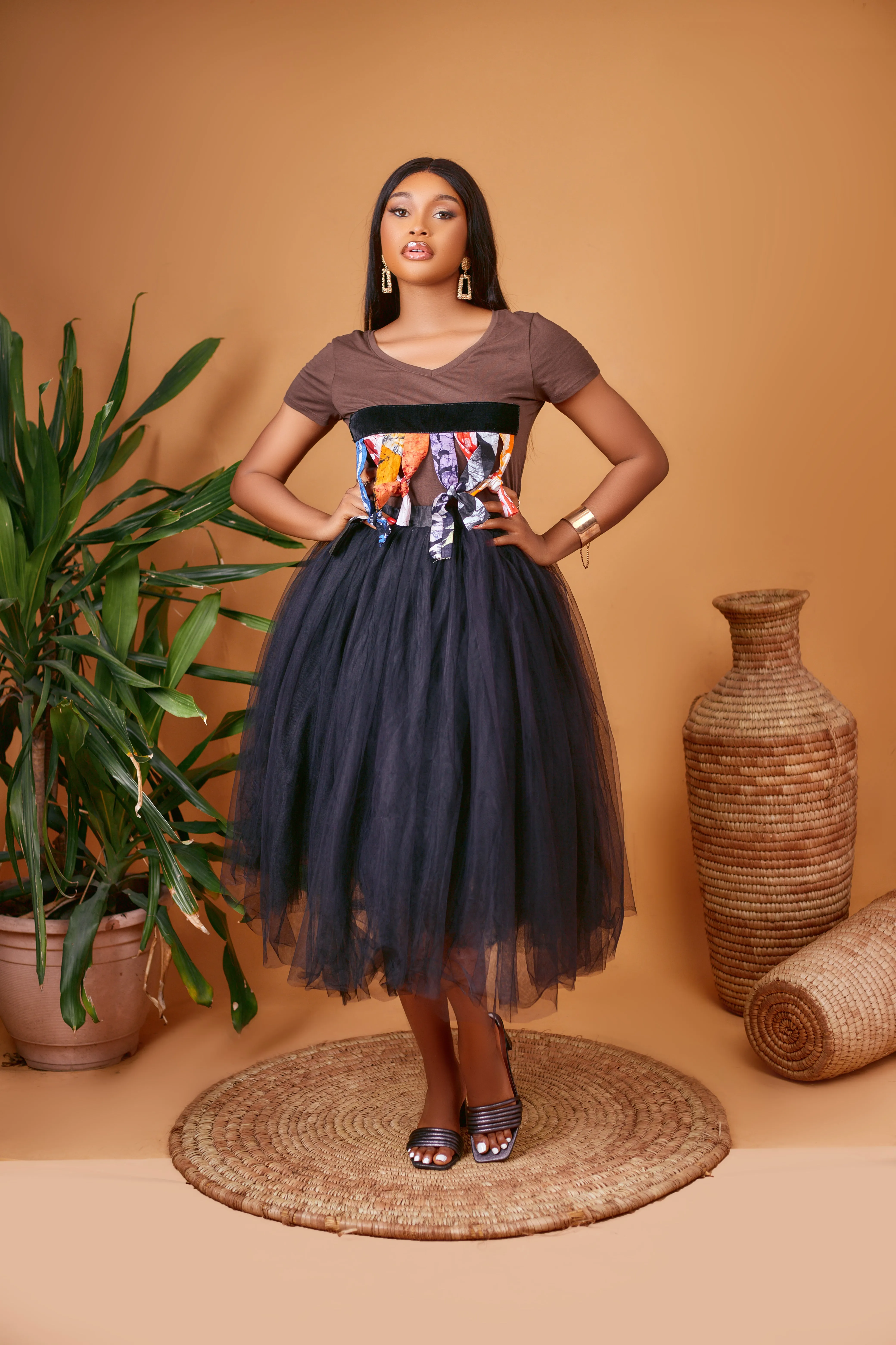 Adire tassel tee shirt