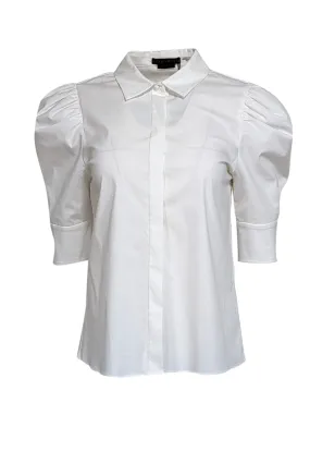 Alice & Olivia - White Cotton Blend Button Front Top Sz S