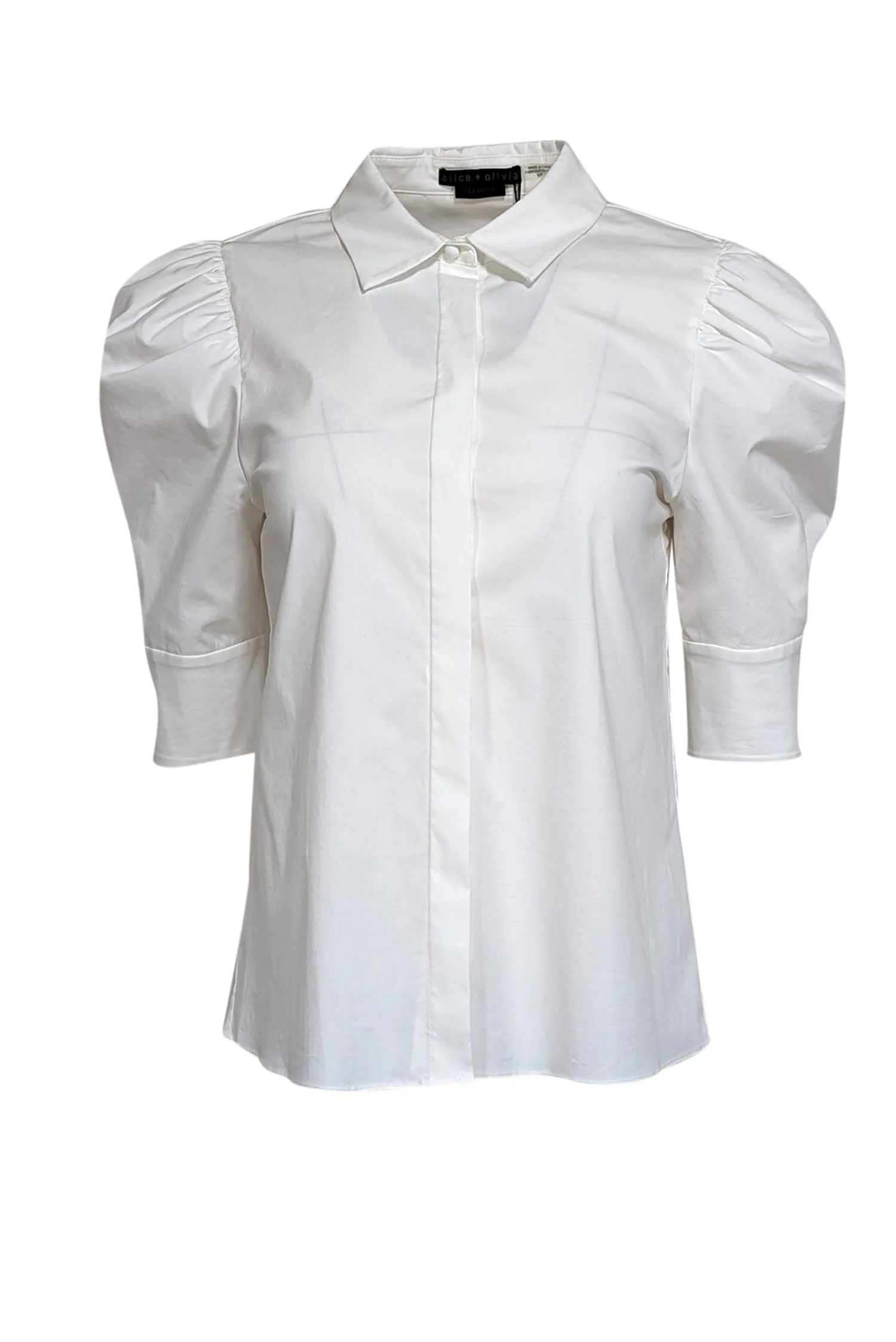 Alice & Olivia - White Cotton Blend Button Front Top Sz S