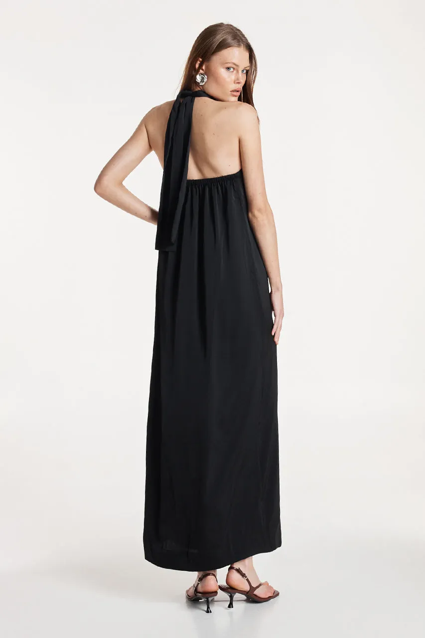 Amber Dress | Black Satin