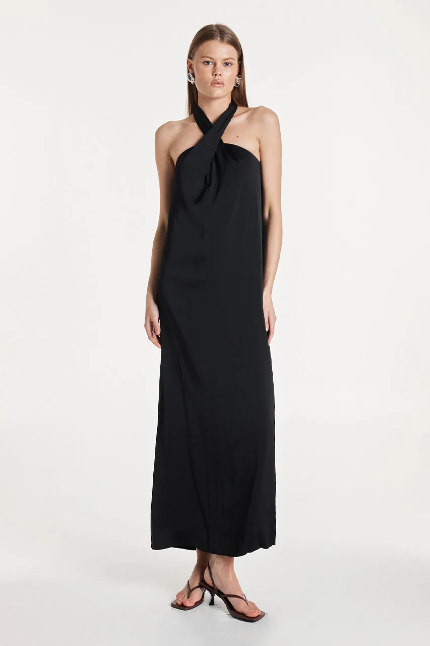 Amber Dress | Black Satin