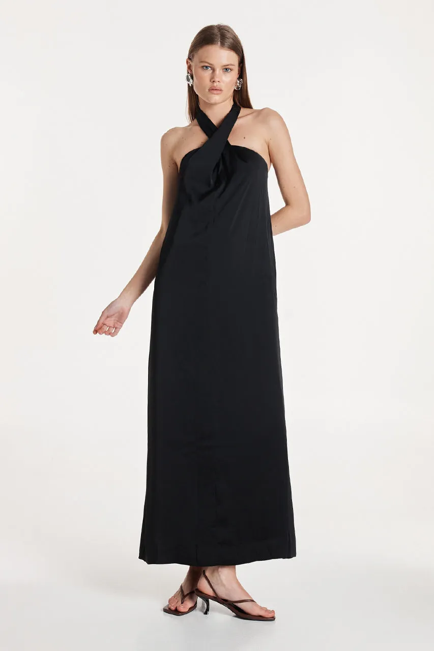 Amber Dress | Black Satin