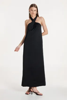 Amber Dress | Black Satin