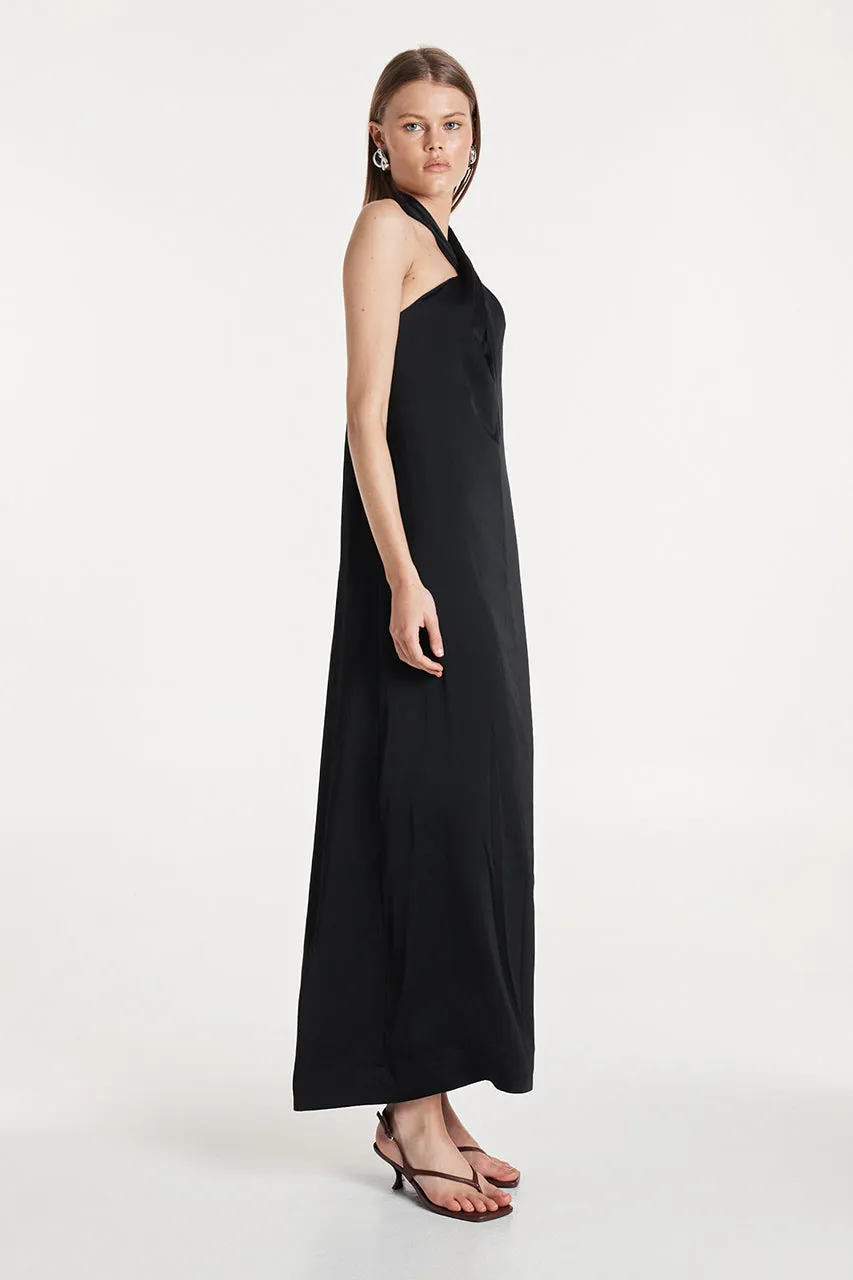 Amber Dress | Black Satin