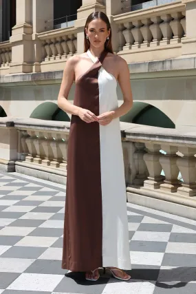 Amber Maxi Dress | Choc/White