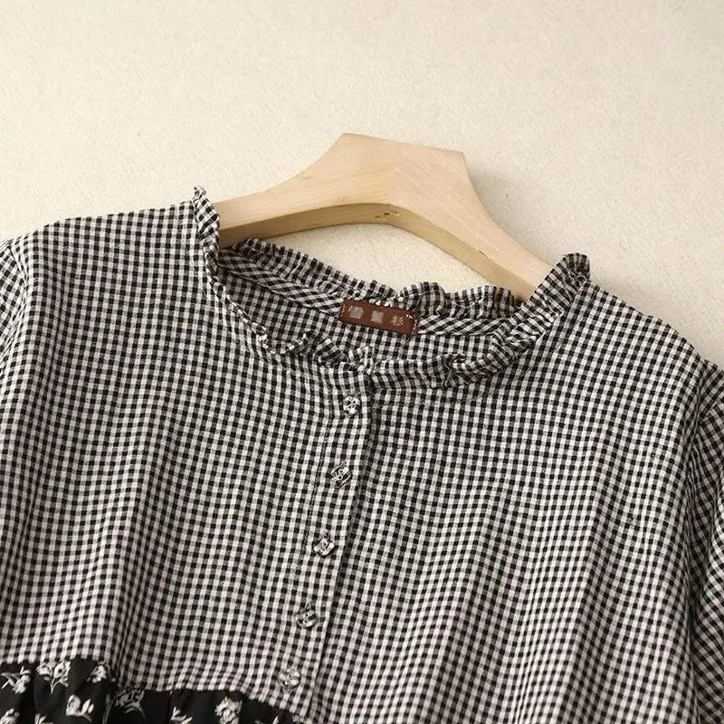 Artsy Patchwork Plaid Dress: Stylish Summer Statement.