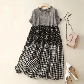 Artsy Patchwork Plaid Dress: Stylish Summer Statement.