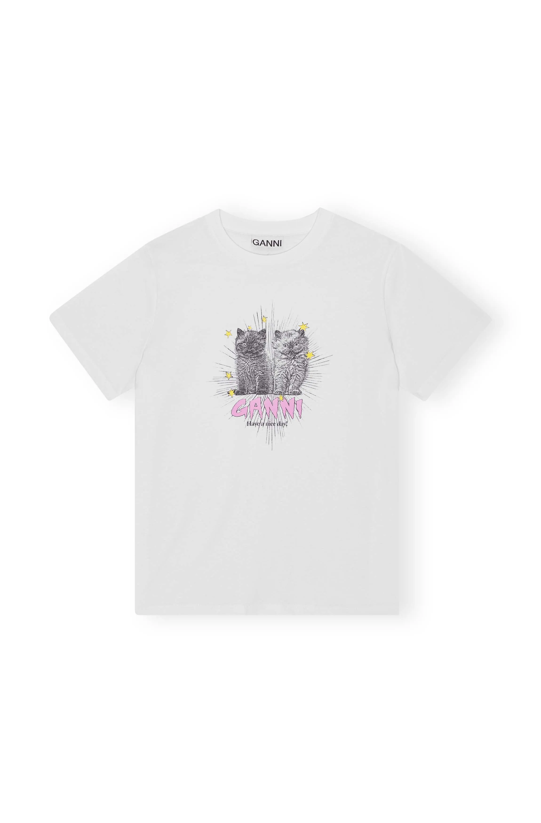 Basic Jersey Kittens Relaxed T-Shirt - Bright White