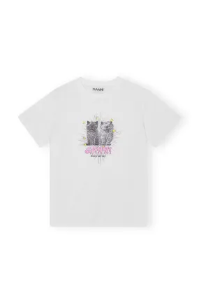 Basic Jersey Kittens Relaxed T-Shirt - Bright White