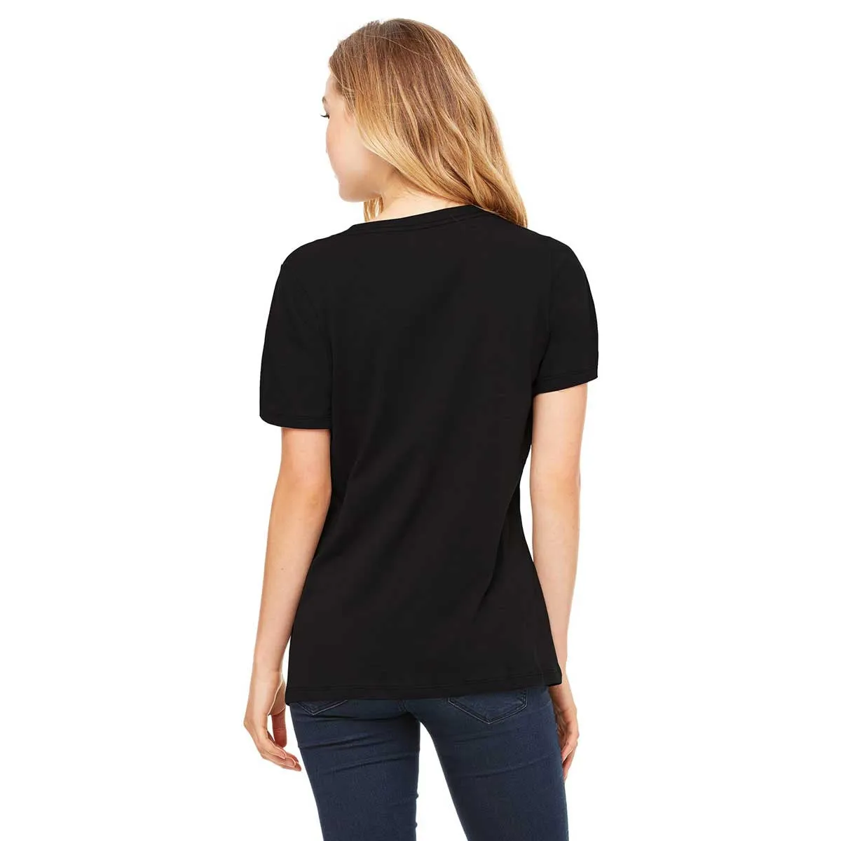 Bella   Canvas Women's Black Relaxed Jersey Short-Sleeve V-Neck T-Shirt
