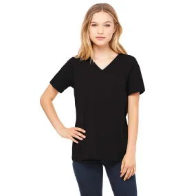 Bella   Canvas Women's Black Relaxed Jersey Short-Sleeve V-Neck T-Shirt