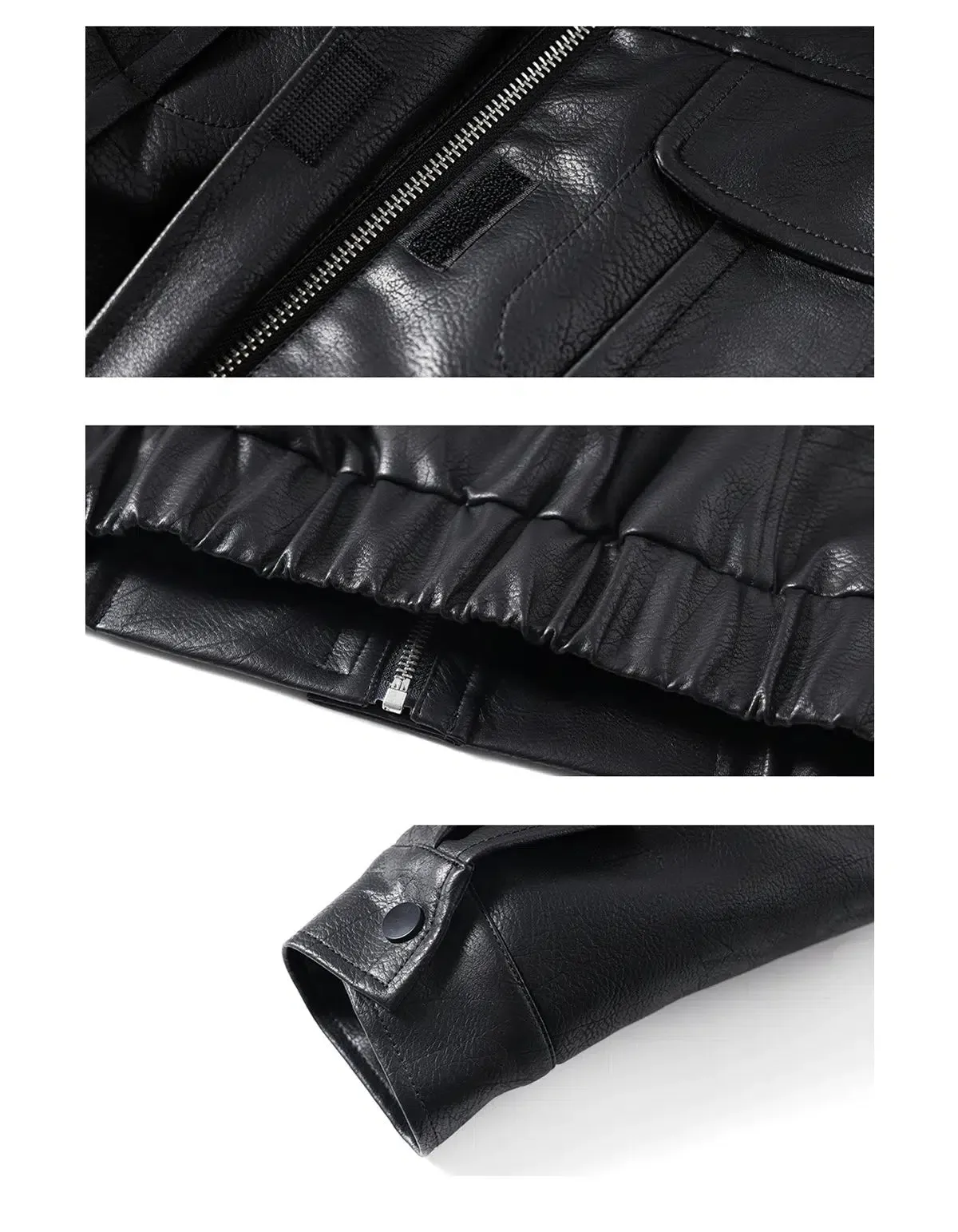 Belted Waist Structured Leather Jacket