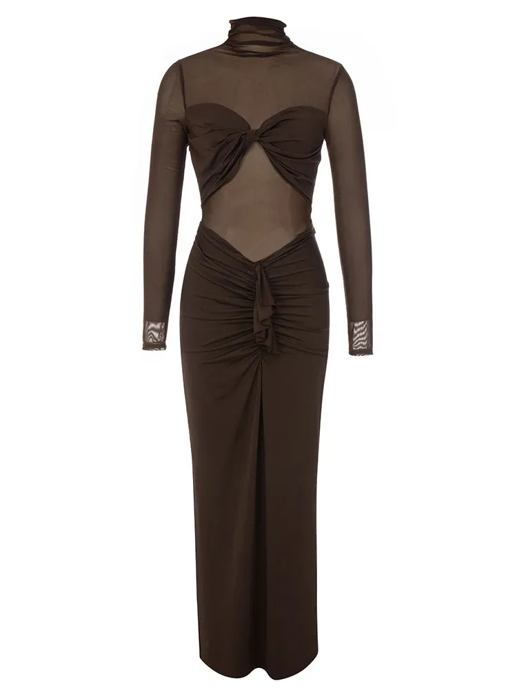 Bethany Mesh Patchwork Long Sleeve Dress
