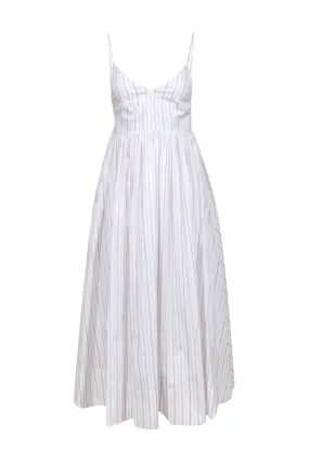Birgitte Herskind - White w/ Tan Stripes Cotton Blend Maxi Dress Sz 2