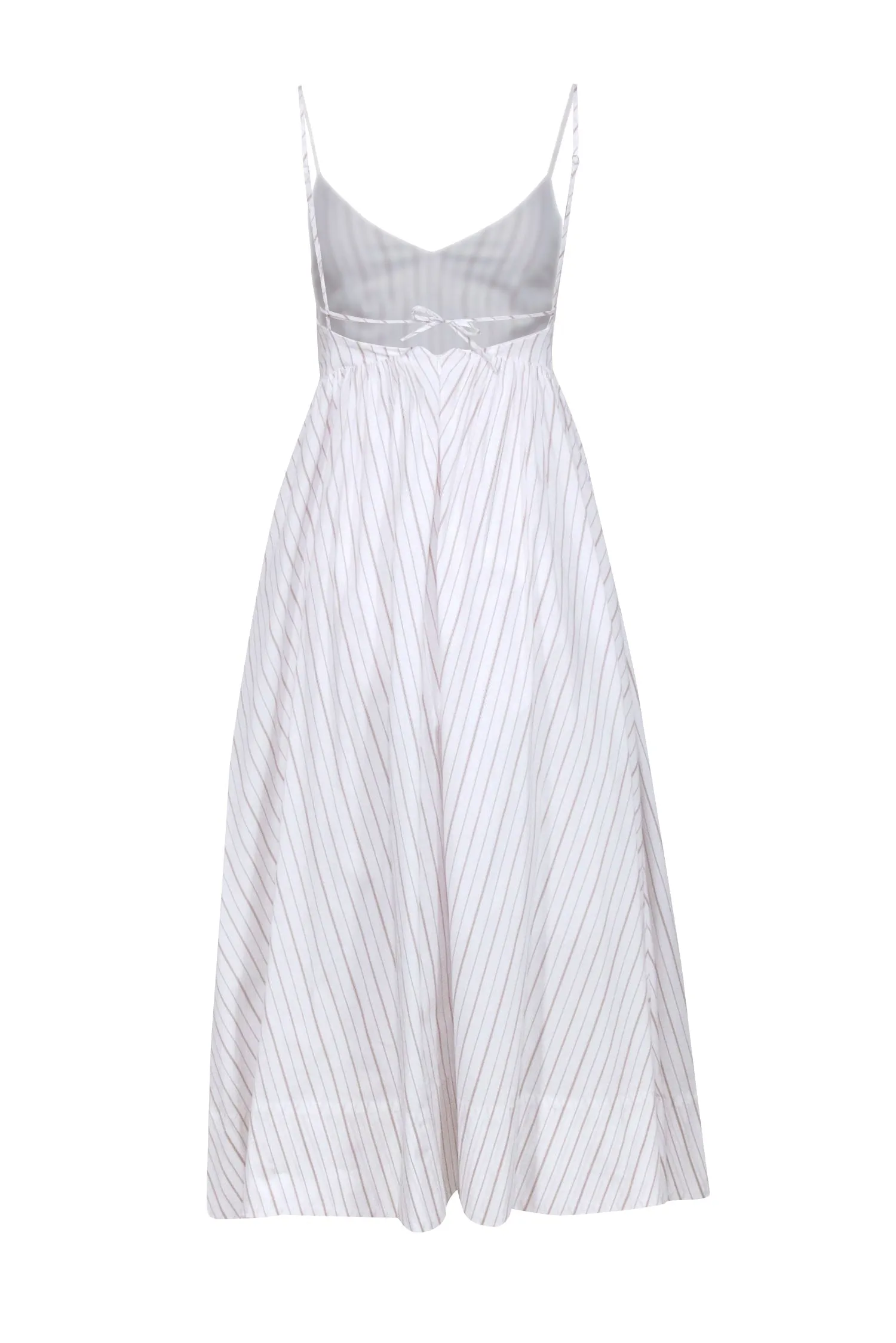 Birgitte Herskind - White w/ Tan Stripes Cotton Blend Maxi Dress Sz 2