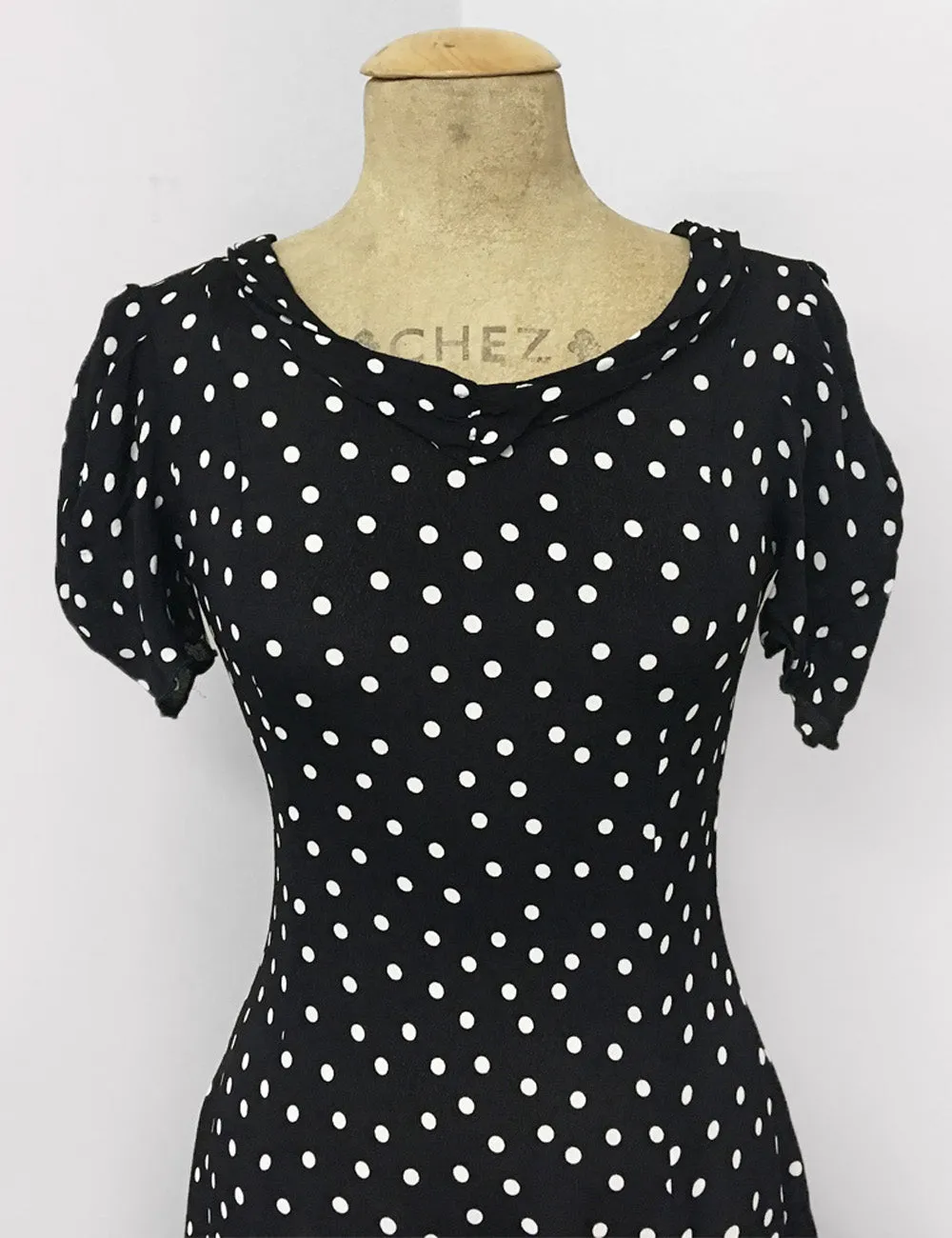 Black & White Dime Dot 1930s Venice Beach Balboa Swing Dress