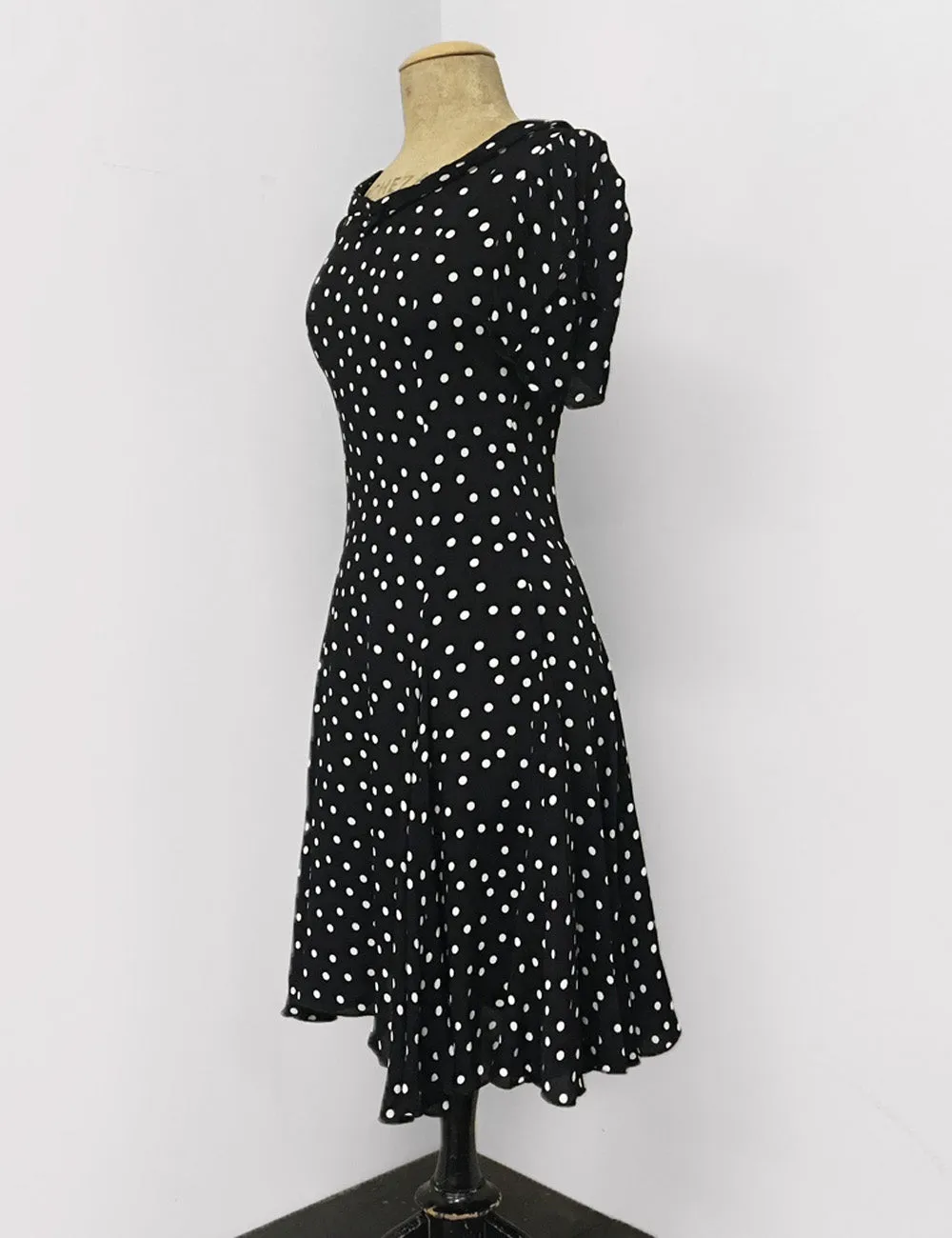 Black & White Dime Dot 1930s Venice Beach Balboa Swing Dress