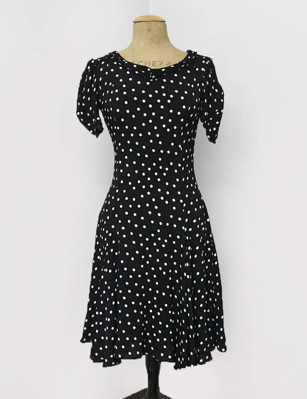Black & White Dime Dot 1930s Venice Beach Balboa Swing Dress