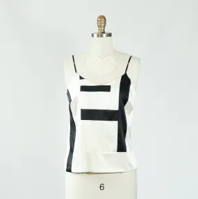 Black and White Patchwork Stretch Silk Camisole