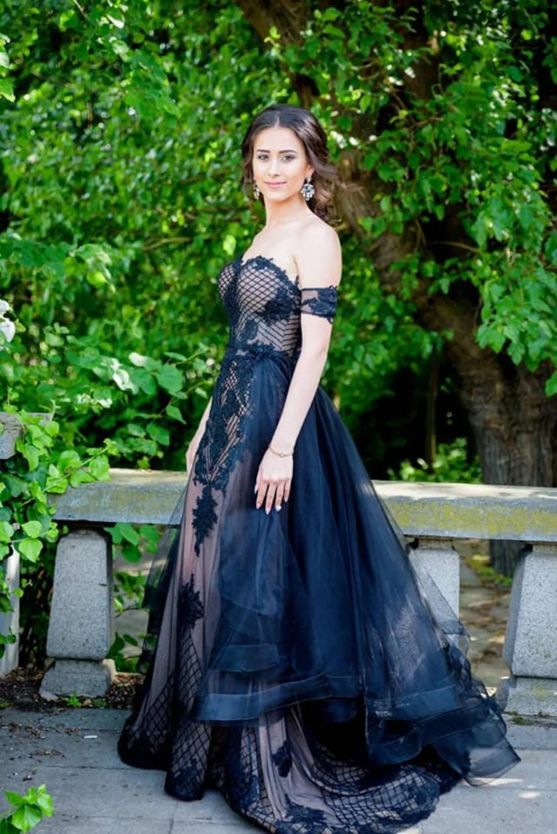 Black Lace wedding dress Gothic Unique Gown with train