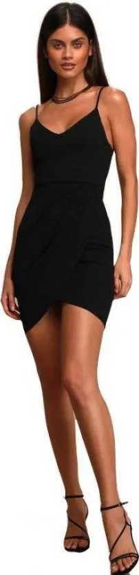 Black Sleeveless V-Neck Bodycon Dress