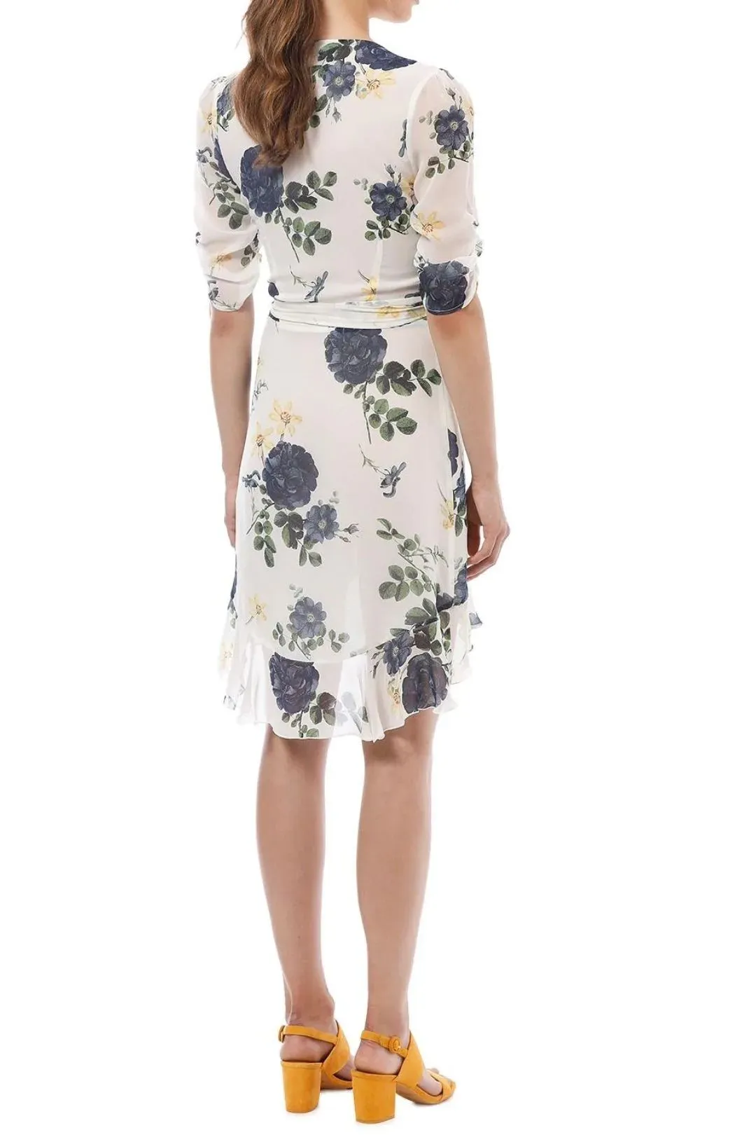 Blue Rose Short Sleeve Wrap Dress