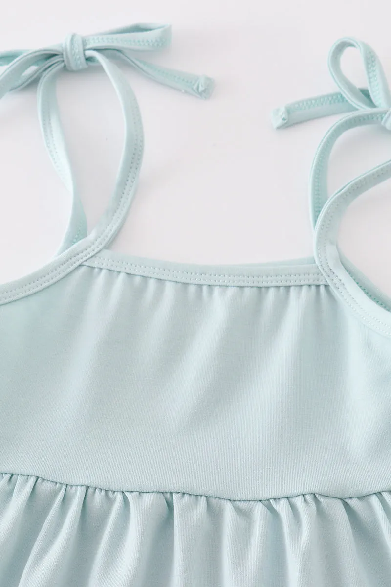 Blue tiered strap girl dress