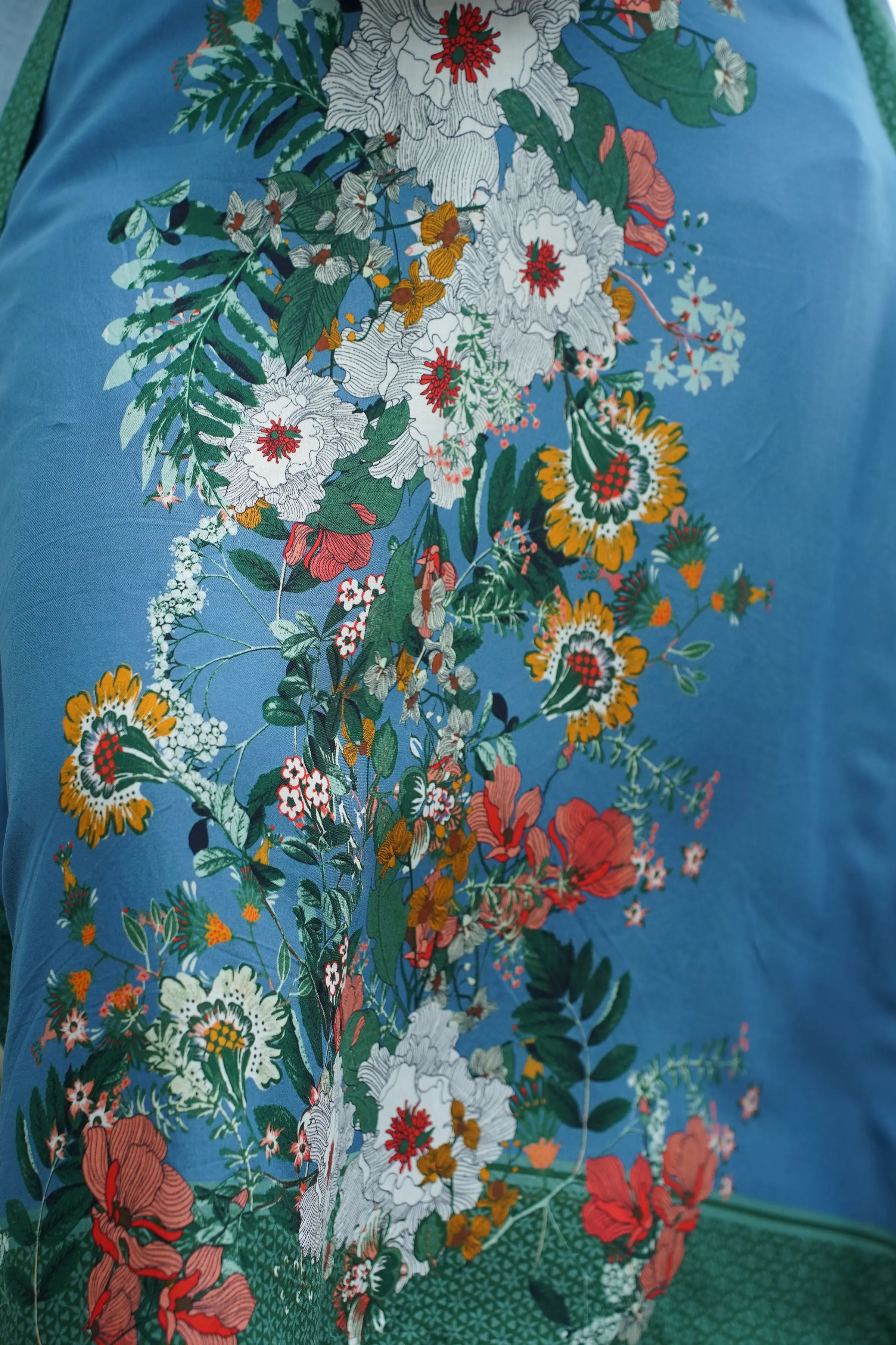 Breezy Blue Floral Rayon Kaftan