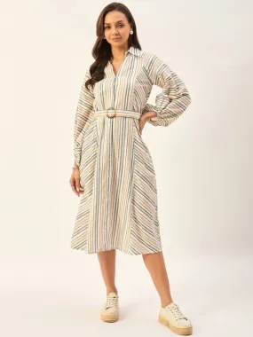Breezy Striped Collared Midi Dress
