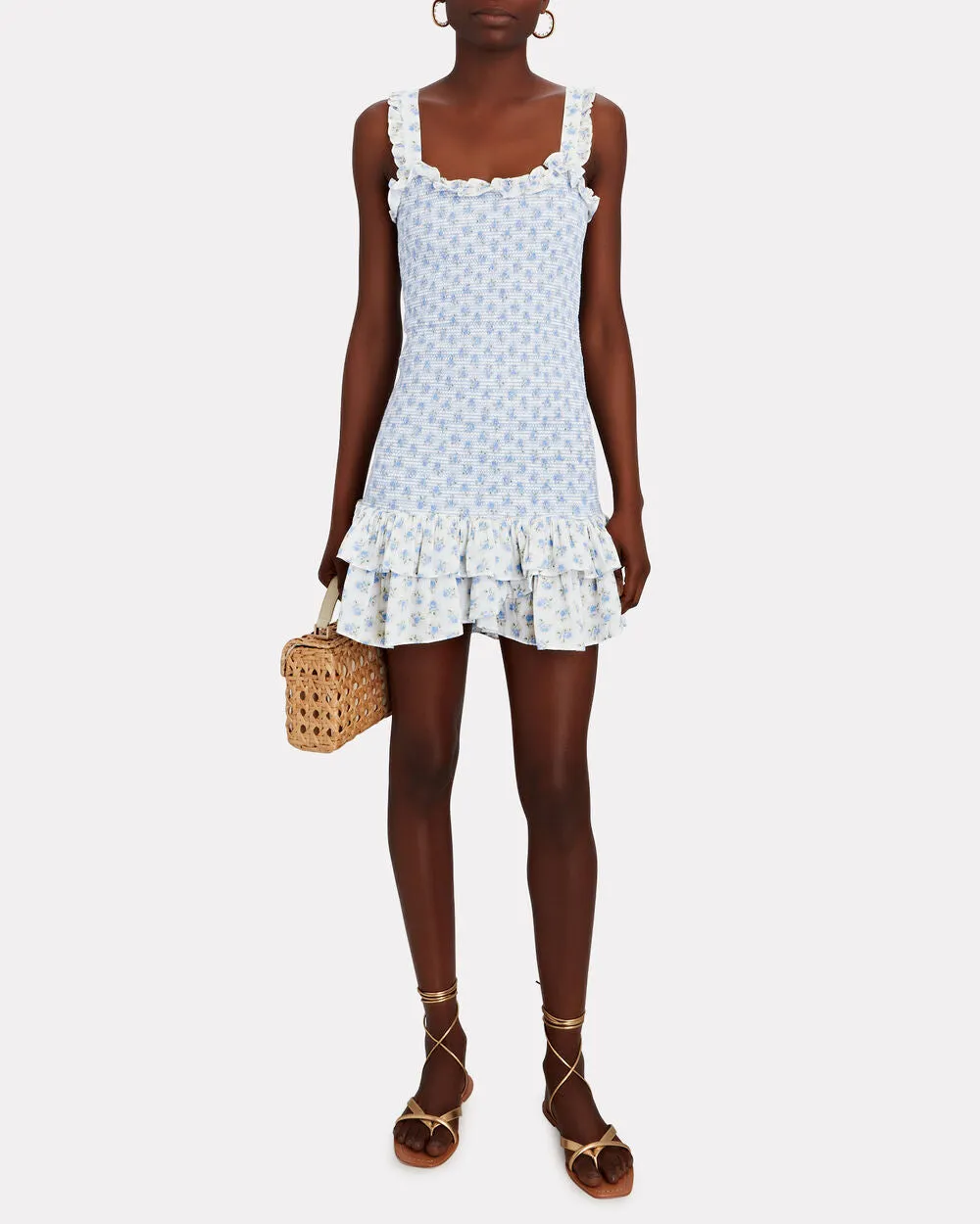 Breyer Smocked Floral Cotton Mini Dress