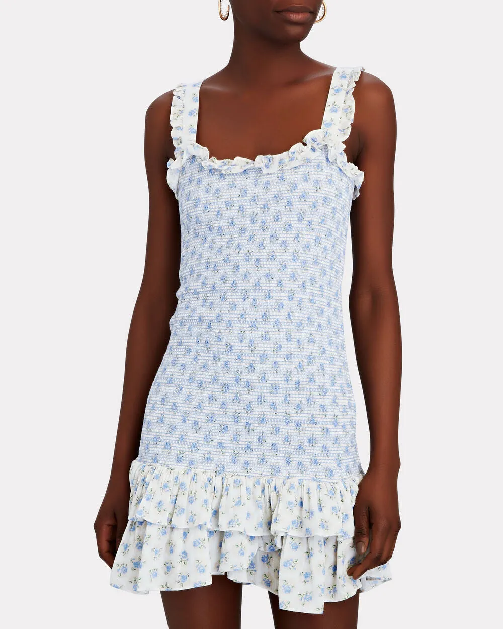 Breyer Smocked Floral Cotton Mini Dress