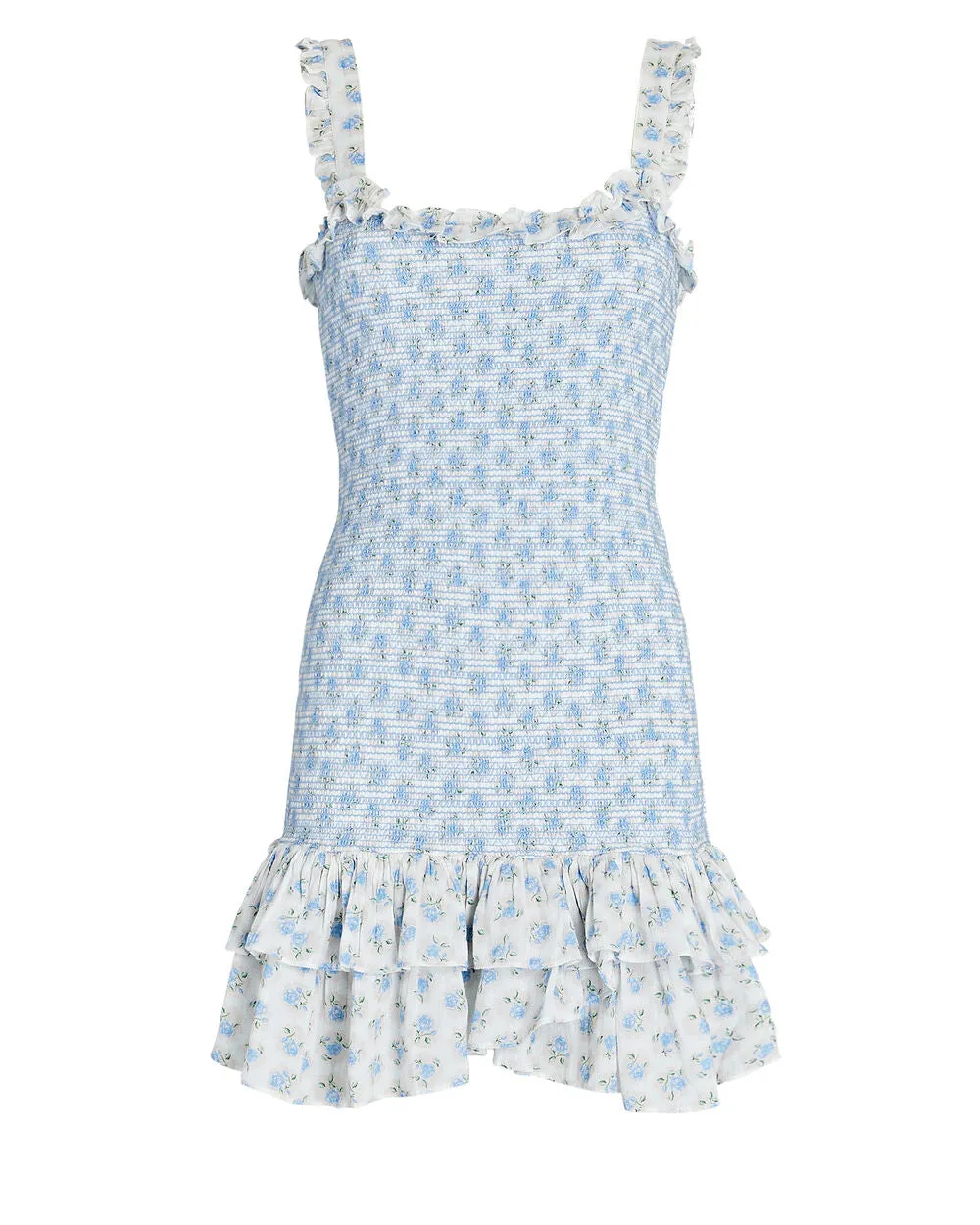 Breyer Smocked Floral Cotton Mini Dress