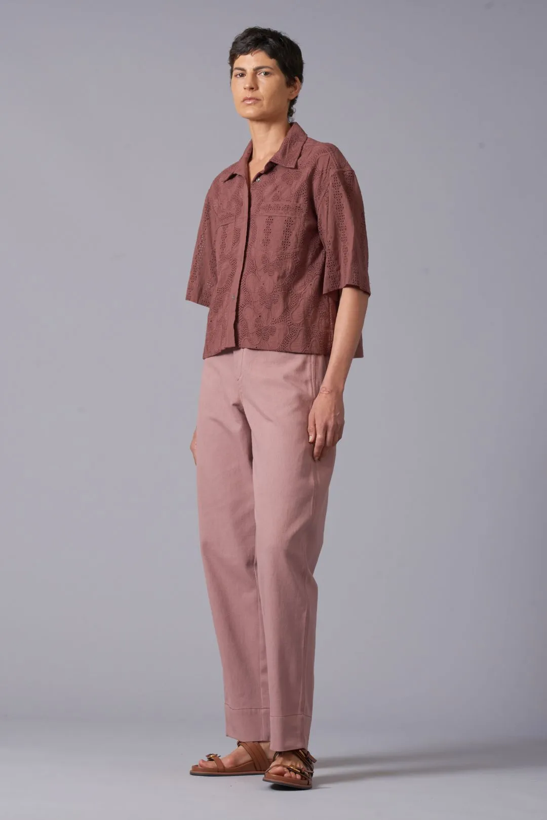 Broidery Cropped Shirt
