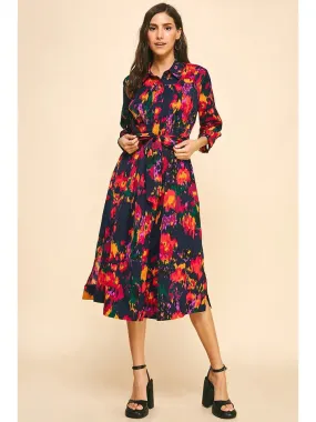 BUTTON DOWN MIDI DRESS