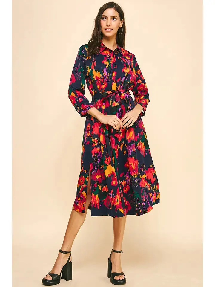 BUTTON DOWN MIDI DRESS