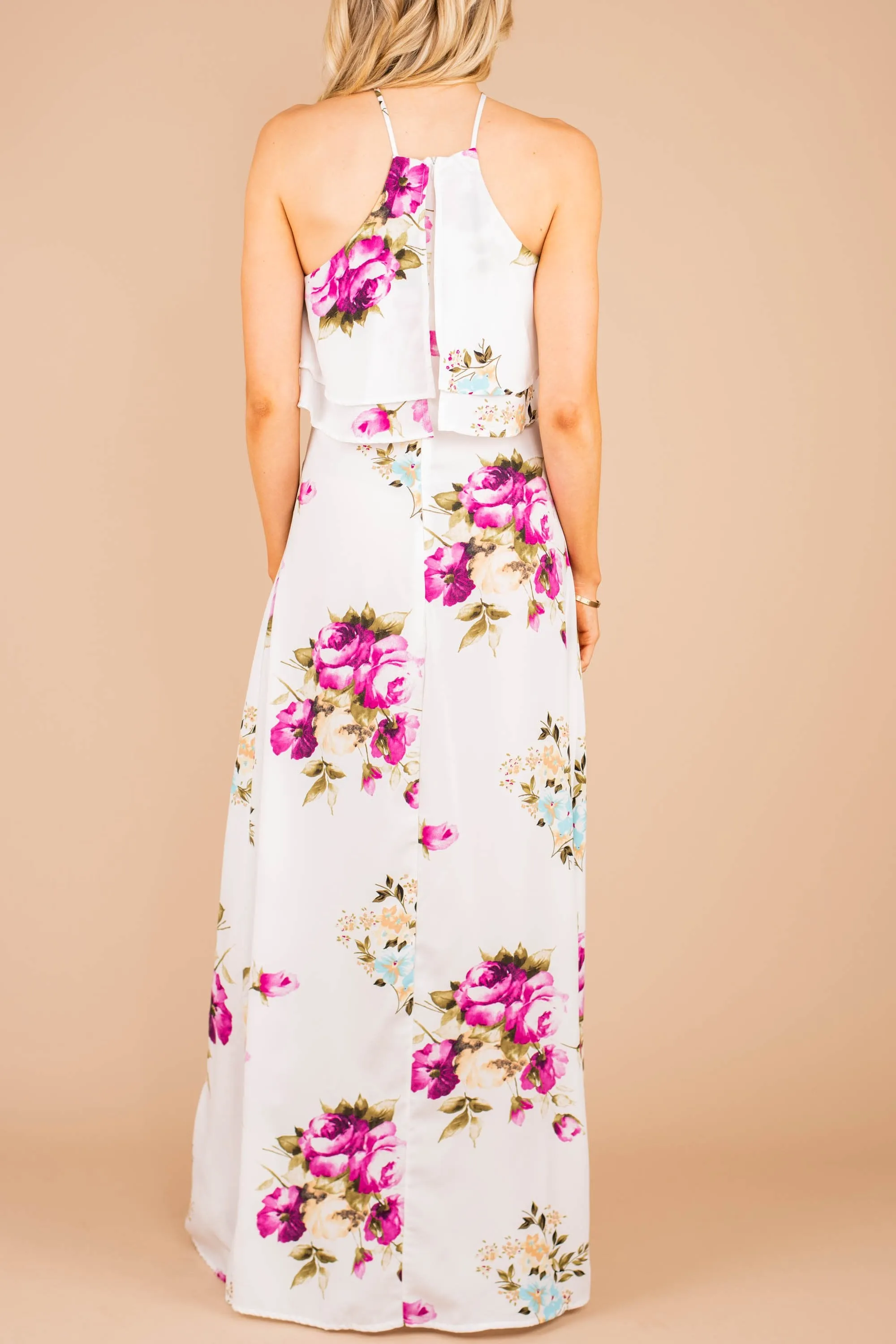 Can't Help Staring Off White Floral Maxi Dress