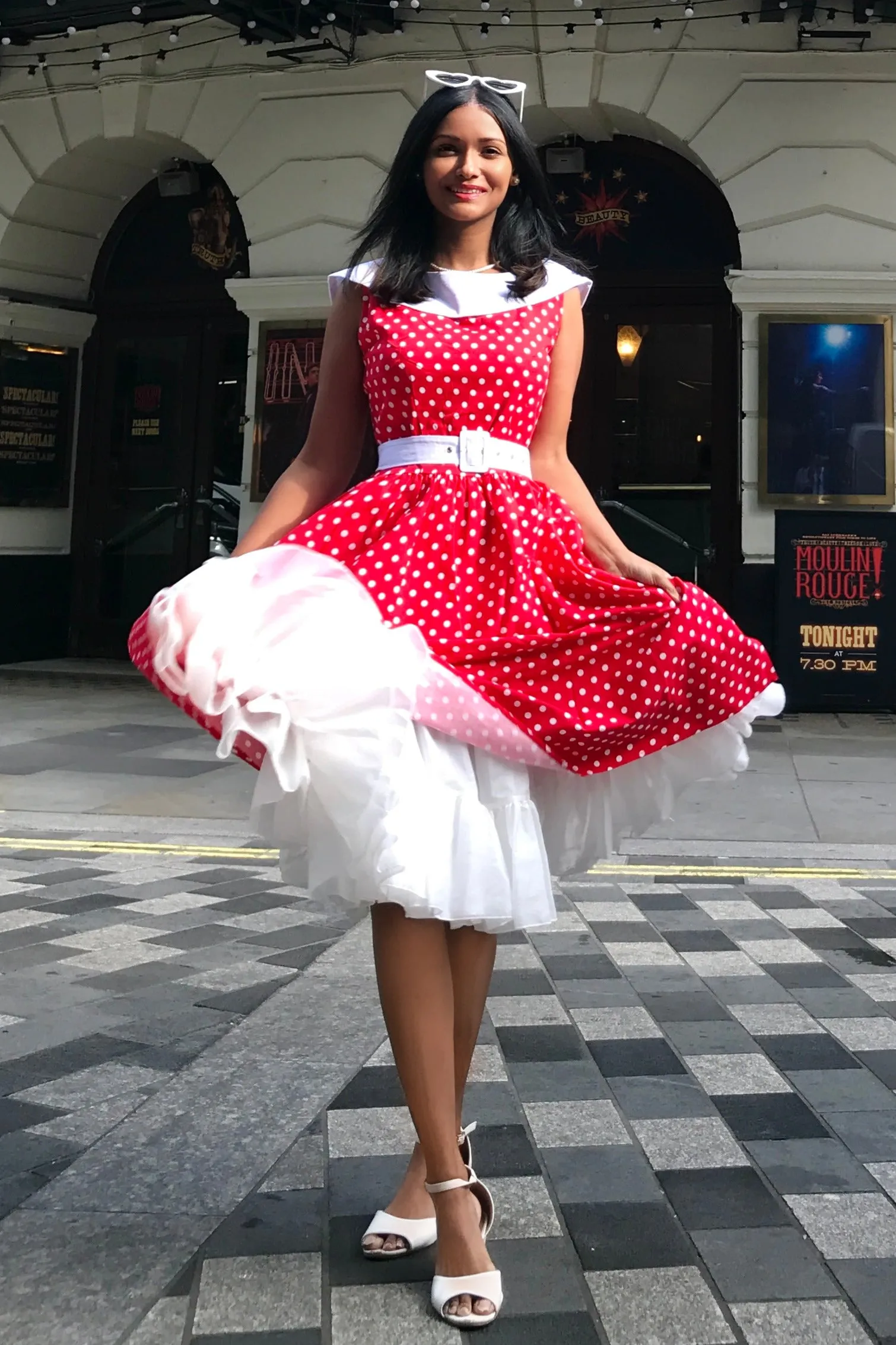 Cindy Polka Dot Vintage Dress in Red