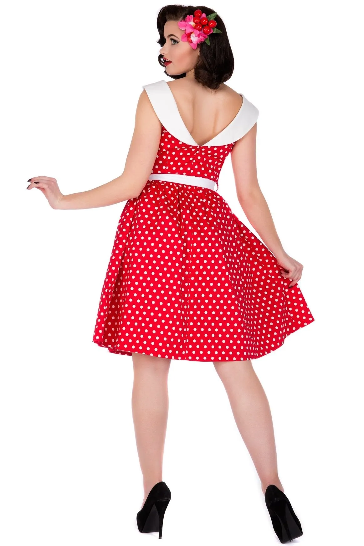 Cindy Polka Dot Vintage Dress in Red