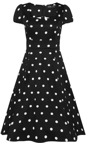 Claudia Fifties Style Polka Dot Dress In Black & White